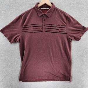 Travis Mathew Polo Shirt Adult Large Red The Diplomat Golf Club Striped Stretch
